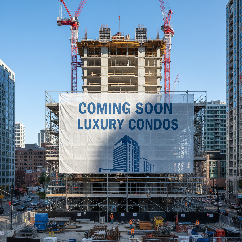 Construction site mesh banner