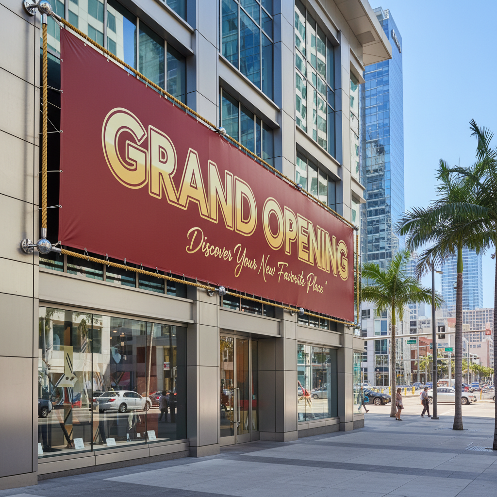 Grand opening banner for retail store